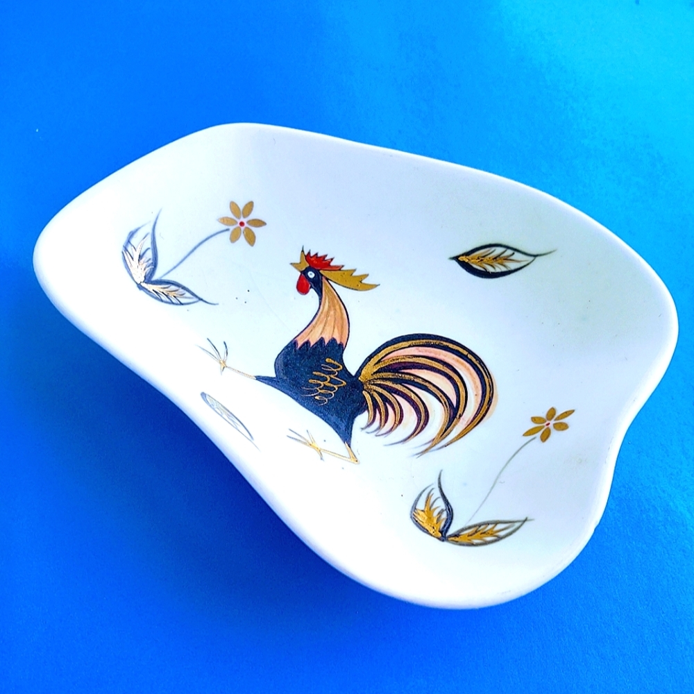Vintage PY Japan Rooster Bowl MCM Trinket Dish Porcelain